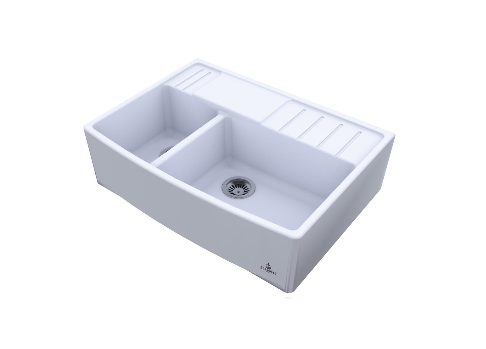 High-quality sink Clotaire III - one and a half bowl, ceramic - ambience 1