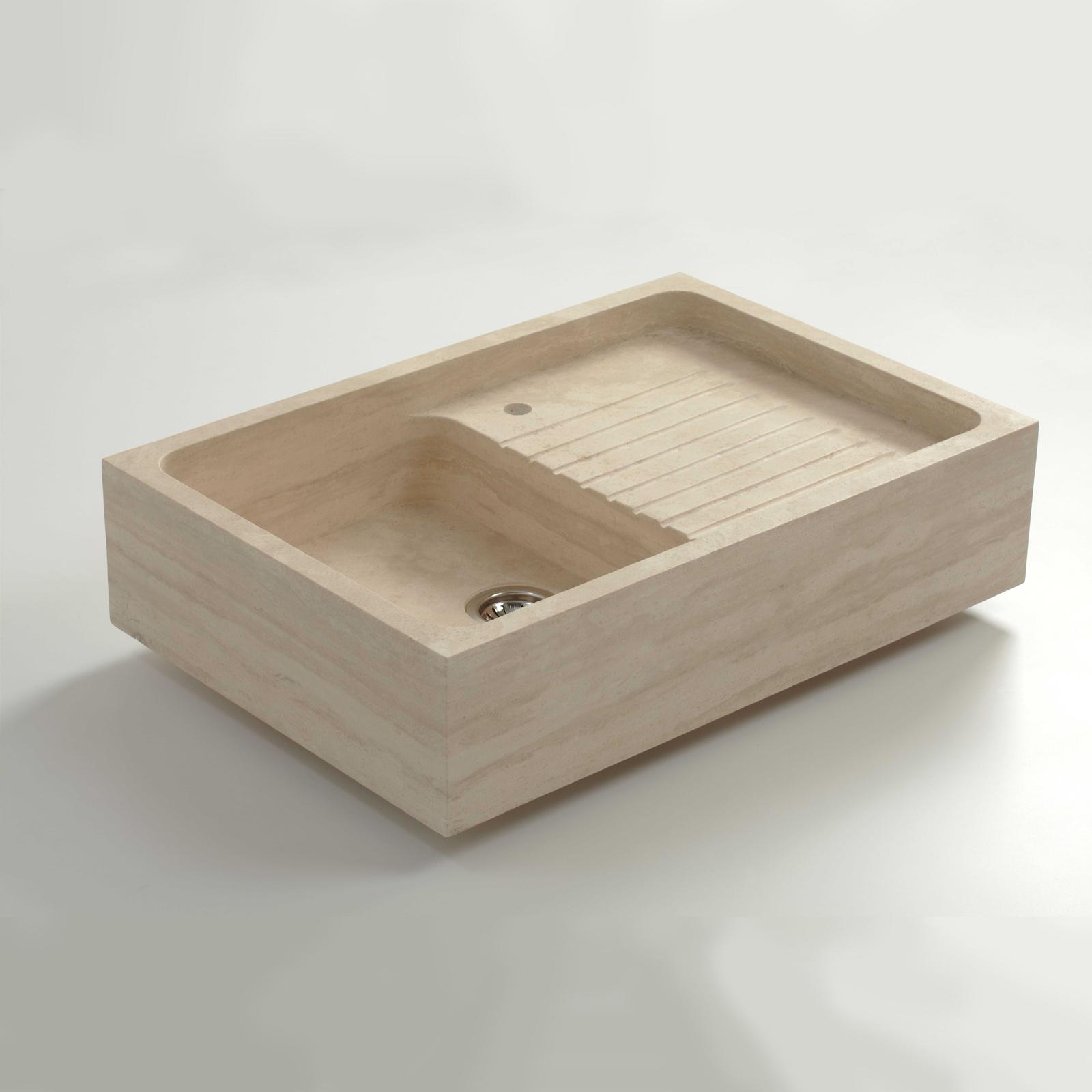 High-quality sink Charles I - single bowl, travertine