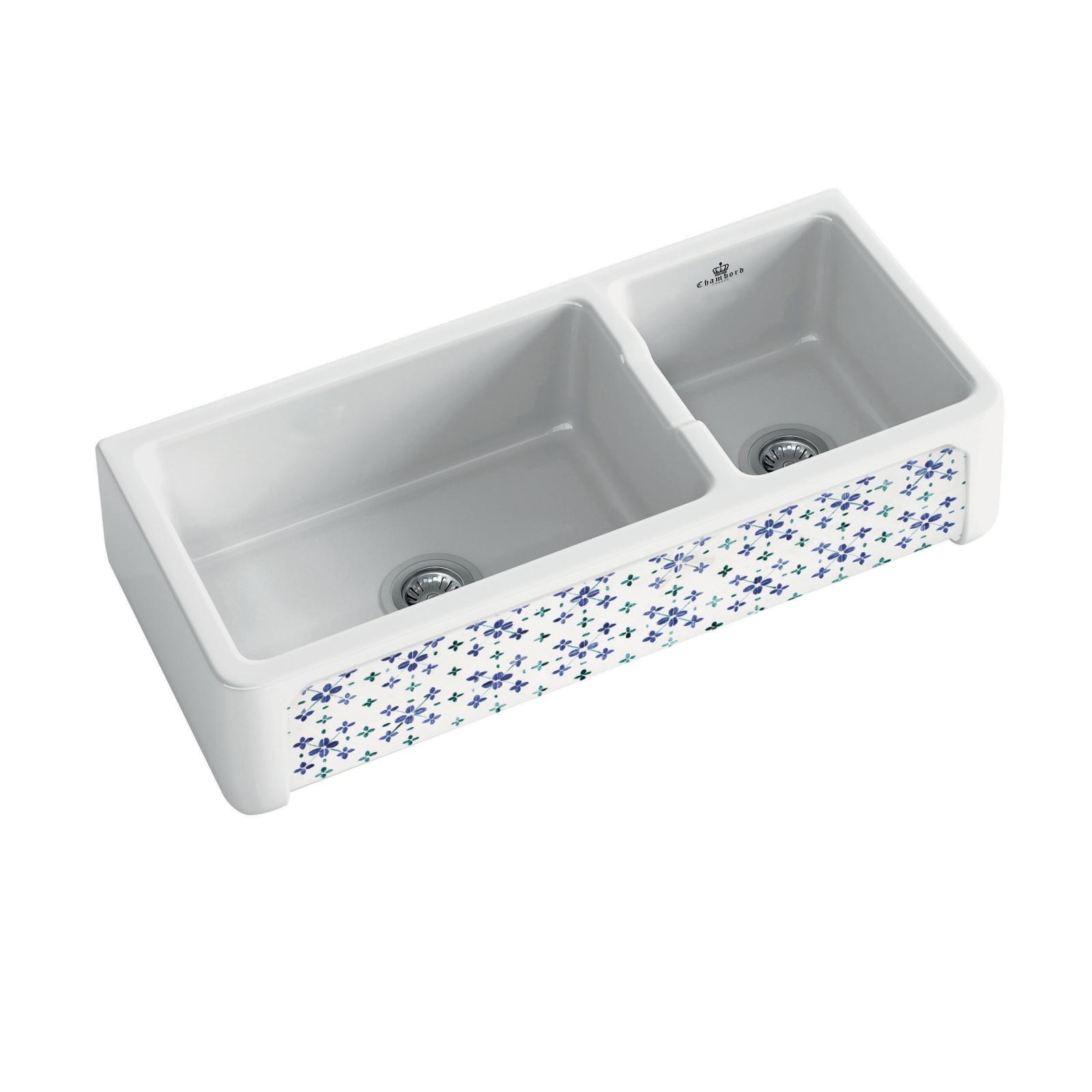 High-quality sink Henri III Bretagne - one and a half bowl, decorated ceramic ambience 1