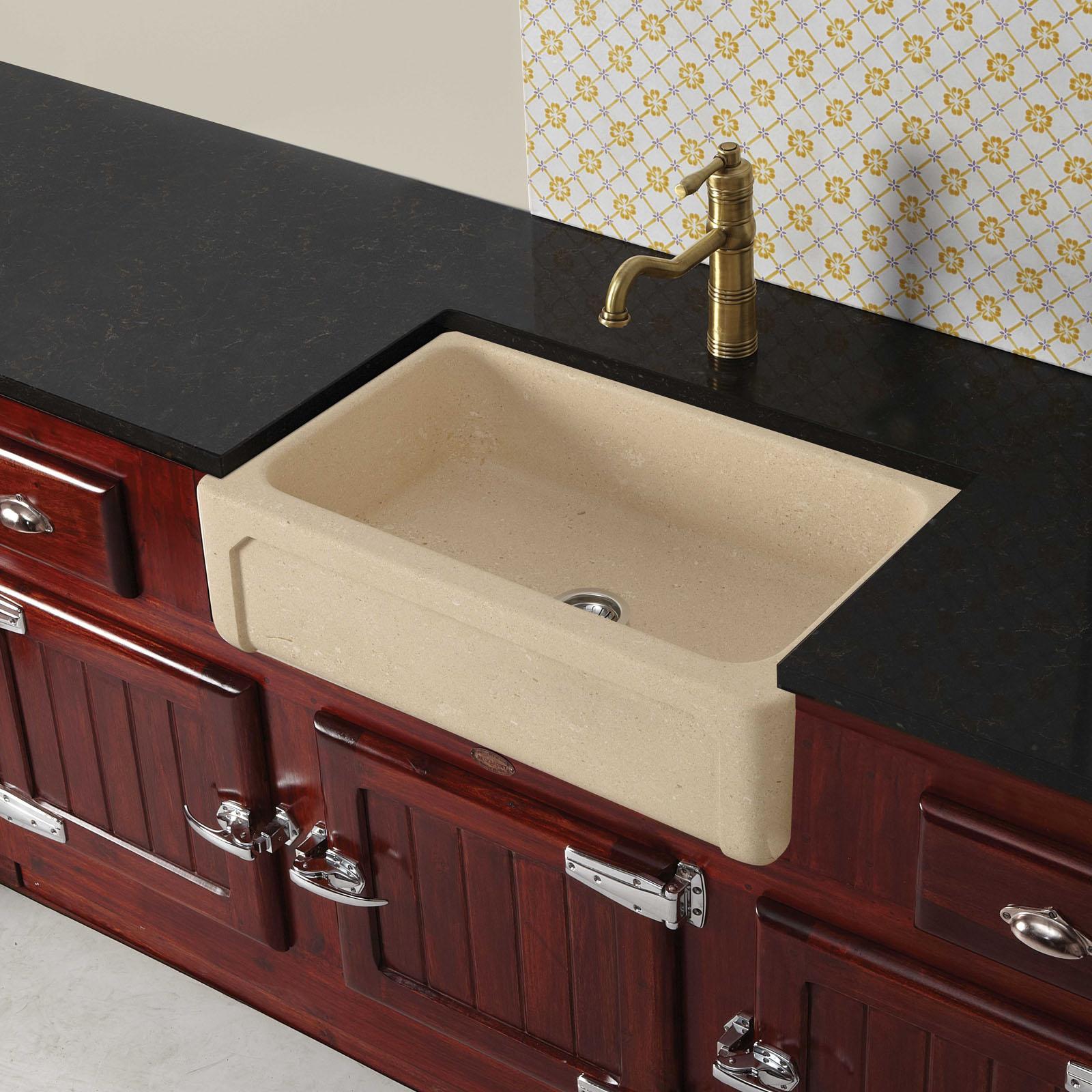 High-quality sink Childéric II - single bowl, vicenza stone - ambience