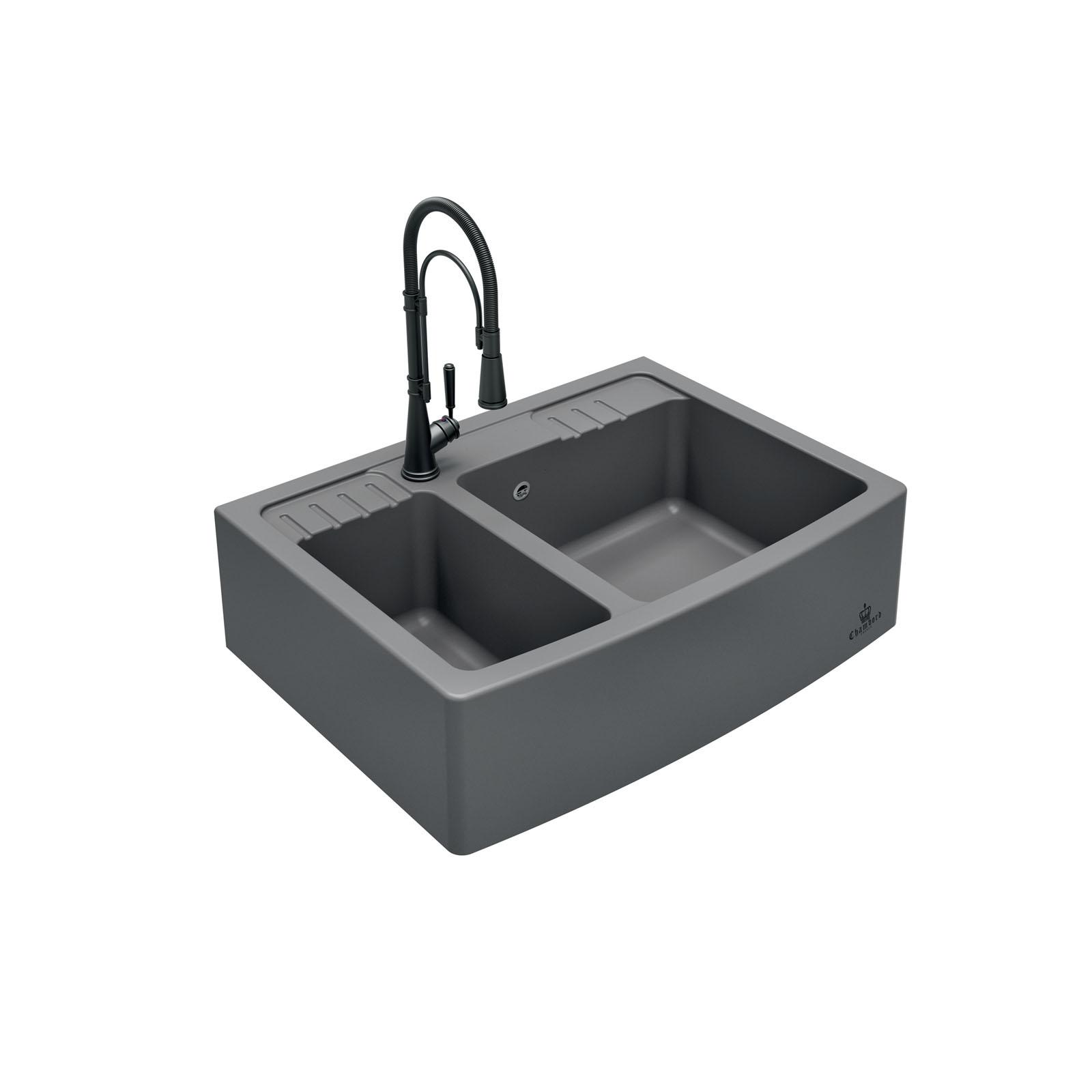 High-quality sink Clotaire III granit titanium - one and a half bowl