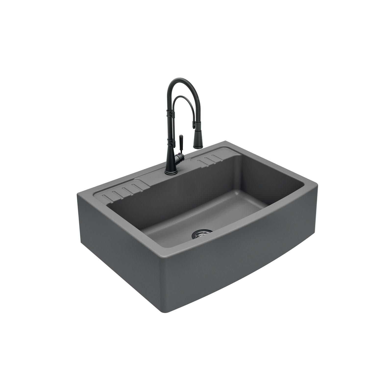 High-quality sink Clotaire IV granit titanium - one bowl - ambience 2