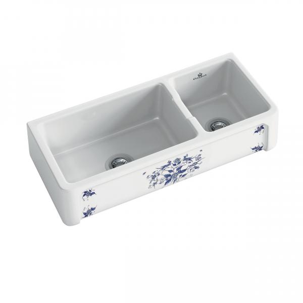 High-quality sink Henri III Moustiers - one and a half bowl, decorated ceramic