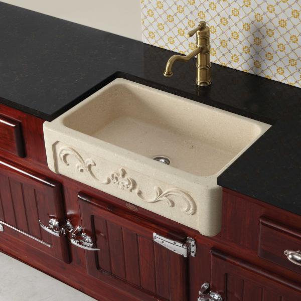 High-quality sink Childéric I - single bowl, vicenza stone - ambience 1