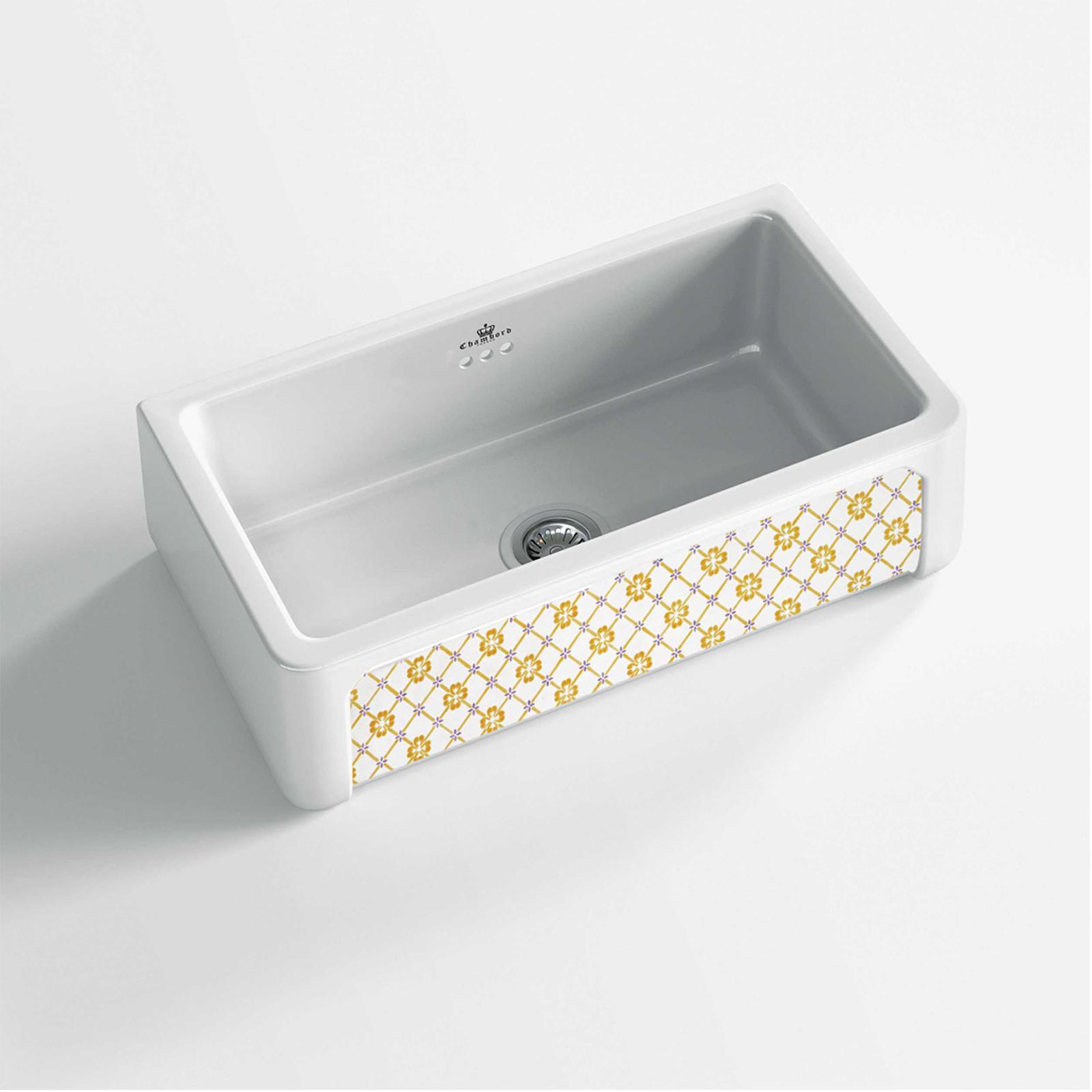 High-quality sink Henri II Provence - single bowl, decorated ceramic