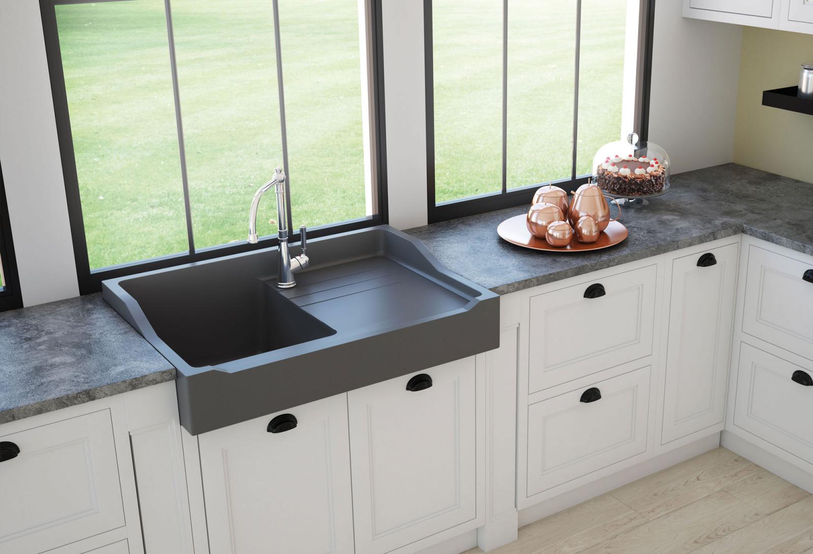 High-quality sink François 1er granit titanium gray - one bowl ambiente