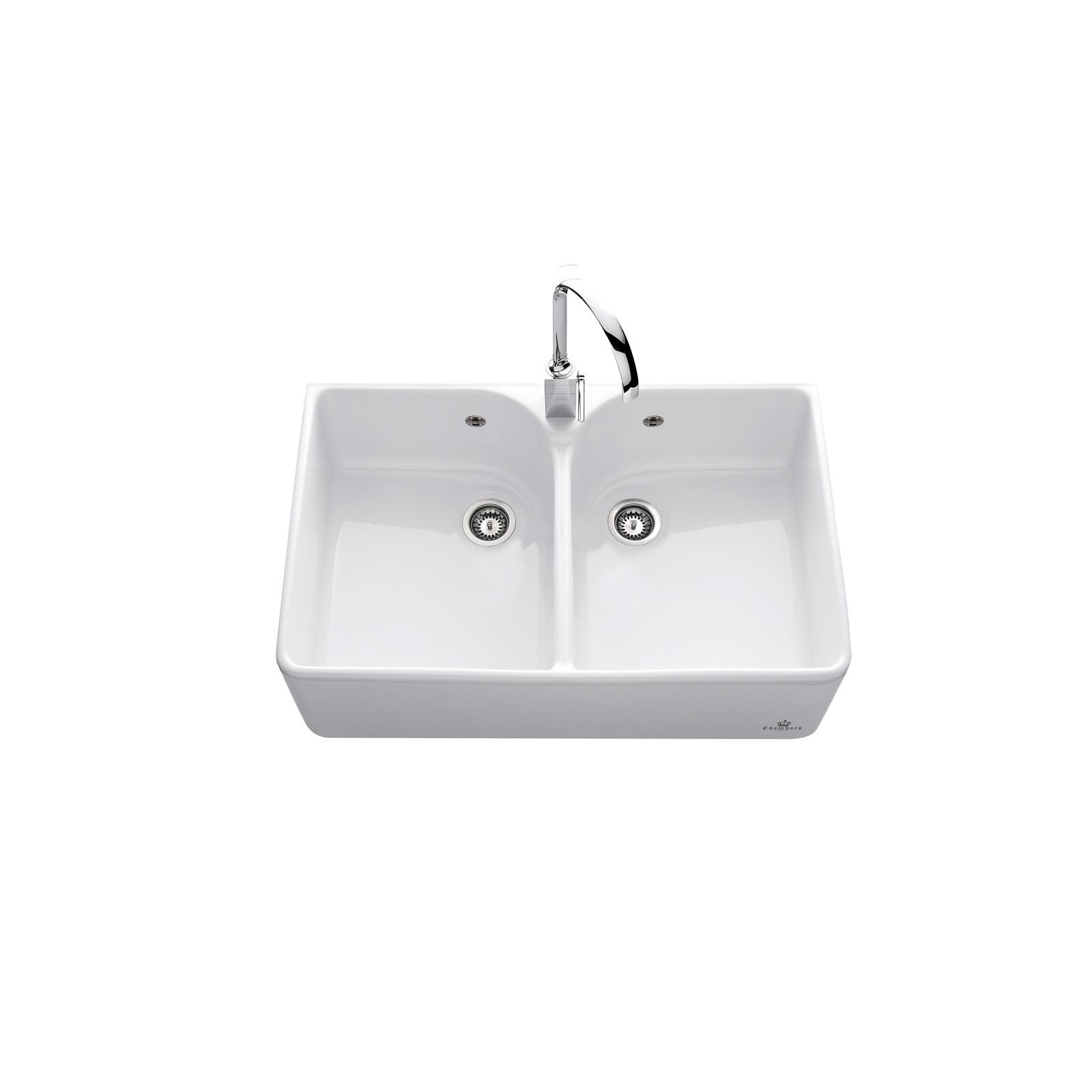 High-quality sink Clotaire II - two bowls, ceramic