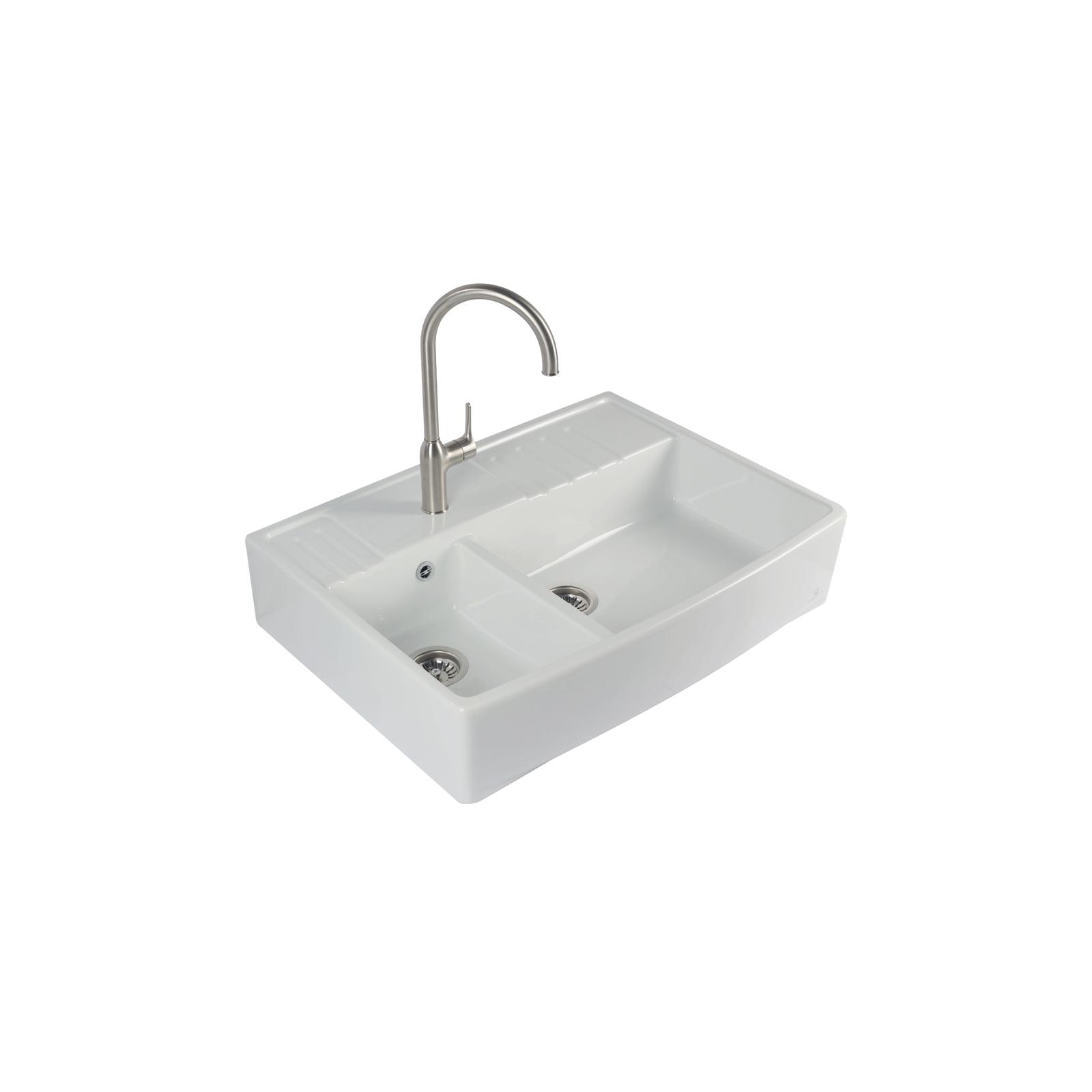 High-quality sink Clotaire III - one and a half bowl, ceramic