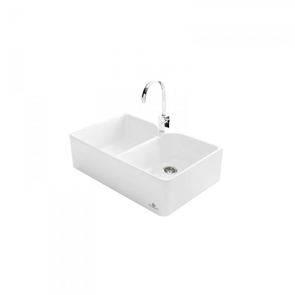 High-quality sink Clotaire II - two bowls, ceramic - ambience 2