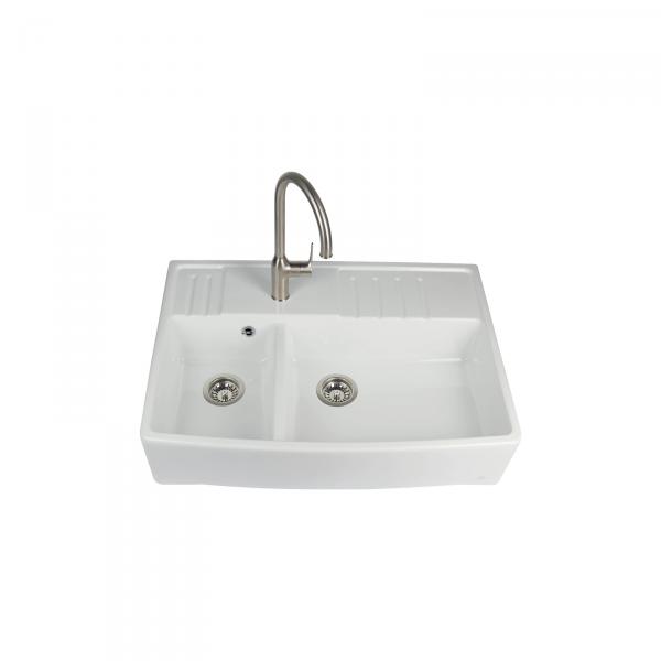 High-quality sink Clotaire III - one and a half bowl, ceramic